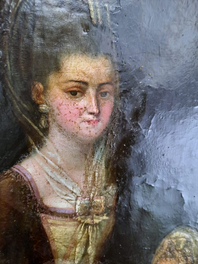 Portret z łasiczką — przed konserwacją